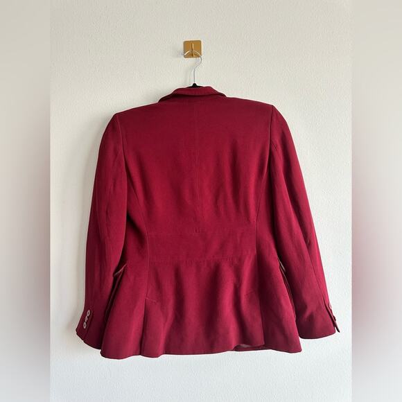 Liz Claiborne Silk Blazer 4P Burgundy Red Career Blazer | Power Suit 90s Office - Picture 3 of 5